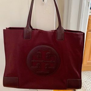 Tory Burch nylon tote bag burgundy